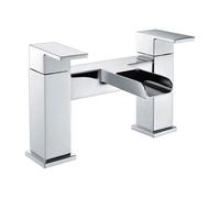 Methven Deva Sparkle Deck Mounted Bath Filler Tap Modern Waterfall Spout, 1/4 Turn Handles, Wras Approved, Chrome