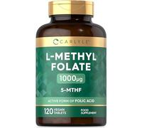 Methyl Folate 1000ug | 120 Vegan Tablets (4 Months Supply) | L-Methylfolate as a Active Form of Folic Acid 5-MTHF (Vitamin B9) | No Artificial Preservatives | By Carlyle