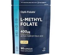 Methyl Folate 400ug | 90 Vegan Capsules (3 Months Supply) | L-Methylfolate as a Active Form of Folic Acid 5-MTHF (Vitamin B9) | No Artificial Preservatives | by Opti Folate