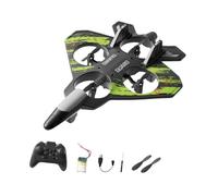 MetieFasia 1 Remote Control Airplane, Remote Control Fighter Jet, EVA Foam, Fixed Stability, LED, Suitable for Children 8-16 Years And Adult Aviation Fans, green 24minutes