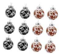 MetieFasia 12 Pieces Hanging Baubles Christmas Tree Baubles Western Cow Pattern Rustic Ornament Spherical Set Material Suitable for Indoor Decoration, Mixed Color