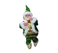 MetieFasia Santa Claus Climbing on A Rosary, Musical Christmas Decoration for Tree, to Hang on The Wall Or Door, for The Holidays And New Year, Green