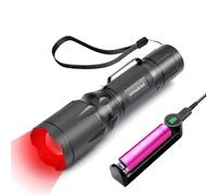 METII Upgraded Red Flashlight Combo, Bright White &High/Low Power Red Light Options with Memory, Zoom Lens, Rechargeable Battery, Portable Waterproof LED Small Torch for Pilots, Aviation, Night Vision