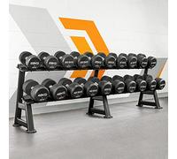 METIS Commercial Dumbbell Rack Sets - 2-Tier Stand for Commercial Dumbbell Set | Storage Rack for Weight Set | Workout Equipment | Commercial Dumbbell Weights Rack (2x Racks + Full Set (2.5-50kg))