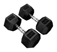 METIS Hex Dumbbells - Rubber Hex Dumbbell Weights [Pair] | Professional Grade Free Weights for Gym & Home Workouts - Full Set & Rack Available [2.5kg - 50kg] (22.5kg (Pair))