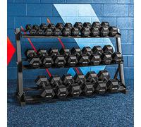 METIS Hex Dumbbells - Rubber Hex Dumbbell Weights | Professional Grade Free Weights for Gym & Home Workouts - Full Set & Rack Available [2.5kg - 50kg] (Dumbbell Set [2.5kg-50kg] with 2 Racks)