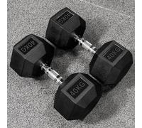 METIS Hex Dumbbells - Rubber Hex Dumbbell Weights | Professional Grade Free Weights for Gym & Home Workouts - Full Set & Rack Available [2.5kg - 50kg] (40kg)