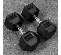 METIS Hex Dumbbells - Rubber Hex Dumbbell Weights | Professional Grade Free Weights for Gym & Home Workouts - Full Set & Rack Available [2.5kg - 50kg] (25kg)