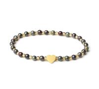 MetJakt 4mm Mini Gemstone Energy Bracelets with Heart Metal Accent - Natural Gemstone Handmade Crystal Beaded Power Stretch Bracelet(Dragon Bloodstone)