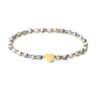 MetJakt 4mm Mini Gemstone Energy Bracelets with Heart Metal Accent - Natural Gemstone Handmade Crystal Beaded Power Stretch Bracelet(Howlite)