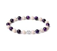 MetJakt Handmade Gem Semi-Precious Gemstone 6mm Round Beads Stretch Bracelet with Ball Bracelet Stretchable - 7 Inches | Unisex Bracelet (Purple Tiger's Eye)