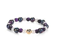 MetJakt Handmade Original Jewelry Women's Stretch Bracelets with Beaded Healing Crystal Gemstone Natural Stone 8MM Tahitian Cultured Pearl and 18K rose gold Ball (Purple Tiger Eye)
