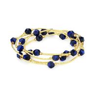 MetJakt Handmade Original Women's Stretch Bracelet Multi-Strand Coloured 8MM Gemstones Tahitian Pearls Austrian Crystal Any Outfit Extraordinary Colour Explosion (5 wraps -Blue tiger eye)