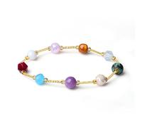MetJakt Handmade Women's Multicoloured Gemstone Stretch Bracelet Faceted Irregular Statement Jewel Perfect to Complete Any Outfit and Add a Touch of Colour (1 wrap -Multicolor-B)