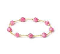 MetJakt Handmade Women's Multicoloured Gemstone Stretch Bracelet Faceted Irregular Statement Jewel Perfect to Complete Any Outfit and Add a Touch of Colour (1 wrap -Rhodonite)