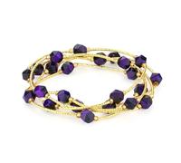 MetJakt Handmade Women's Multicoloured Gemstone Stretch Bracelet Faceted Irregular Statement Jewel Perfect to Complete Any Outfit and Add a Touch of Colour (5 wraps -Purple tiger eye)
