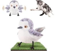 MetJakt Interactive Plush Seagull Toy with Sound and Motion Sensor, White and Grey Bird on Grass Base