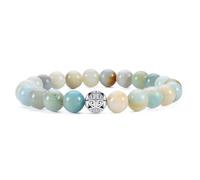 MetJakt Natural 8mm Gemstones Healing Crystal Stretch Beaded Bracelet Bangle with 925 Sterling Silver Double Happiness Pendant