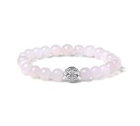 MetJakt Natural Stone 8mm Bead Bracelet with Double Happiness Silver Charm Chakra Crystal Energy Handmade Jewelry for Women Semi Precious Gemstone Stretch Bracelet 18cm