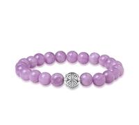 MetJakt Natural Stone 8mm Bead Bracelet with Double Happiness Silver Charm Chakra Crystal Energy Handmade Jewelry for Women Semi Precious Gemstone Stretch Bracelet 18cm