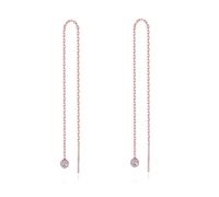 MetJakt Women's 925 Sterling Silver Threader Earrings Fine Jewelry Long Chain Dangling Pierced Ear Line diamond (Diamond Pendant Rose Gold)