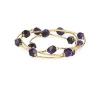 MetJakt Women's Multicoloured Gemstone Stretch Bracelet Natural Stones Faceted Statement Perfect to Complete Any Outfit and Add a Touch of Colour (3 wraps -Purple tiger eye)