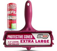 Metkix Extra Large Lint Roller 6.3" (16cm) with Refill | Protective Cover | Giant Lint Roller for Pet Hair Furniture Bed Couch Total 120 Sheets