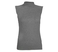 METLUQ M0D4 Ladies Plain Sleeveless Stretch Polo Roll Turtle Neck Jersey Top Jumper 8-26
