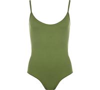 METLUQ M0D4 New Ladies Thin Strappy Sleeveless Cami Bodysuit Stretch Women's Leotard Top (8-10, Khaki)