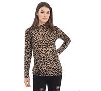 METLUQ M0D4 New Women Polo Roll Neck Turtle Leopard Print Long Sleeve Jumper T - Shirt Top 8-26 (Brown Leopard, UK 20-22 XXL)