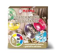 Metma B-593 - Gold Effect Liquid Egg Colours Yellow Purple Red Blue Green Shellac with Glove Gold Foil for Approximately 50 Easter Eggs Easter