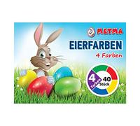 Metma B004 Egg Colours, Pack of 4, Green, Red, Yellow, Blue, Warm Colours, Dye Tablets, Easter Eggs, Easter