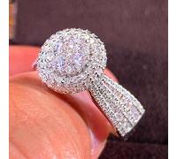 Metmejiao Simulated Diamond Engagement Ring Super Flash Diamond Ring 18K White Gold Plated Fake Diamond Wedding Engagement Promise Bridal Wedding Rings Set for Her 8