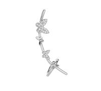 Metmejiao Vintage Crystal Butterfly Ear Glitter Rhinestone Butterfly Ear Cuff Vintage Non-Piercing Fake Earrings Bridal Wedding Climber Ear Wrap Prom Ball Ear Jewelry for Women Silver