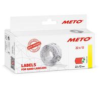 Meto Labels for Hand Labelers (22×12 mm, Single-line, 6,000 Labels, Fluorescent red, Removable, for Meto, Contact, Sato, Avery, Tovel, etc.)
