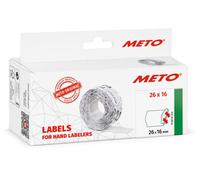 Meto Labels for Hand Labelers (26×16 mm, Two-line, White, 6,000 Labels, Permanently Adhesive, for Meto, Contact, Sato, Avery, Tovel, etc.)