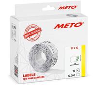 Meto Price Gun Labels (22×12 mm, Single-line, 12.000 Labels, White, Removable, for METO, Contact, Sato, Avery, Tovel, Samark etc.)