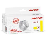 METO Price Gun Labels 22 x 12 mm Yellow Permanent Pack of 6,000 | 1-line, permanent adhesive, fluorine yellow, suitable for Meto, Jolly, Hutner, Sato, Avery, Contact, Tovel etc.