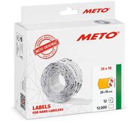 Meto Price Gun Labels (26×16 mm, Two-line, 12,000 Labels, Fluorescent Orange, Permanently Adhesive, for METO, Contact, Sato, Avery, Tovel, etc.)