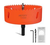 METOTY 105mm Bi-Metal Hole Saw,Universal HSS M42 Hole Saws,with Triangular Shaft Adapter and Centring Drill, One Free Dust Bag for Aluminum, Metals, Plastics, Acrylic Glass, Wood, Gypsum board
