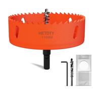 METOTY 115mm Bi-Metal Hole Saw,Universal HSS M42 Hole Saws,with Triangular Shaft Adapter and Centring Drill, One Free Dust Bag for Aluminum, Metals, Plastics, Acrylic Glass, Wood, Gypsum board