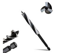 METOTY 12mmx155mm Auger Drill Bit Extra Long Drill Bits，6.35mm Hex Shank for Wood with Quick Change - 3-Cutter Design with Dual-Flute for Fast Chip Removal, Fits Hardwood, Softwood, PVC, Drywall