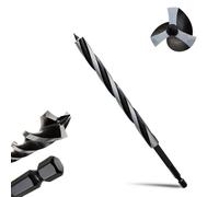 METOTY 15mmx230mm Auger Drill Bit Extra Long Drill Bits，6.35mm Hex Shank for Wood with Quick Change - 3-Cutter Design with Dual-Flute for Fast Chip Removal, Fits Hardwood, Softwood, PVC, Drywall