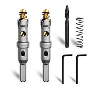 METOTY 16mm 2PCS Carbide Hole Saw Set,Heavy Duty Tungsten Carbide Tipped Hole Cutters Set with a nitrided Step Drill and L-flench, for Steel Iron,Aluminum,Stainless stell,Plastic