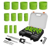 METOTY 19PCS Bi-Metal Hole Saw Kit with Quick Core Remover in Sizes from 19mm to 64mm for Professional Wood, Thin Iron, PVC and Plastic Cutting