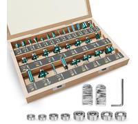 METOTY 30-Piece Professional Cutter Set 8 mm Shank Carbide For DIY & Woodworking Projects. Packed in a Wooden Box for Storage. With Two Additional Cut-resistant Finger Pads