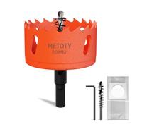 METOTY 60mm Bi-Metal Hole Saw,Universal HSS M42 Hole Saws,with Triangular Shaft Adapter and Centring Drill, One Free Dust Bag for Aluminum, Metals, Plastics, Acrylic Glass, Wood, Gypsum board