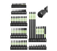 METOTY 70PCS Impact Star Screwdriver Bits Set, Magnetic S2 Steel Insert Driver Bits PH1-3/PZ1-3/SL#4-6/H1.5-8/T7-40 in 25-150mm Length, Equipped with Magnetic Extension Pole and Coded Storage Base