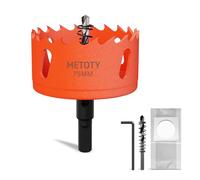 METOTY 75mm Bi-Metal Hole Saw,Universal HSS M42 Hole Saws,with Triangular Shaft Adapter and Centring Drill, One Free Dust Bag for Aluminum, Metals, Plastics, Acrylic Glass, Wood, Gypsum board