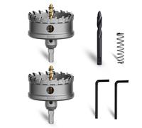 METOTY 80mm 2PCS Carbide Hole Saw Set,Heavy Duty Tungsten Carbide Tipped Hole Cutters Set with a nitrided Step Drill and L-flench, for Steel Iron,Aluminum,Stainless stell